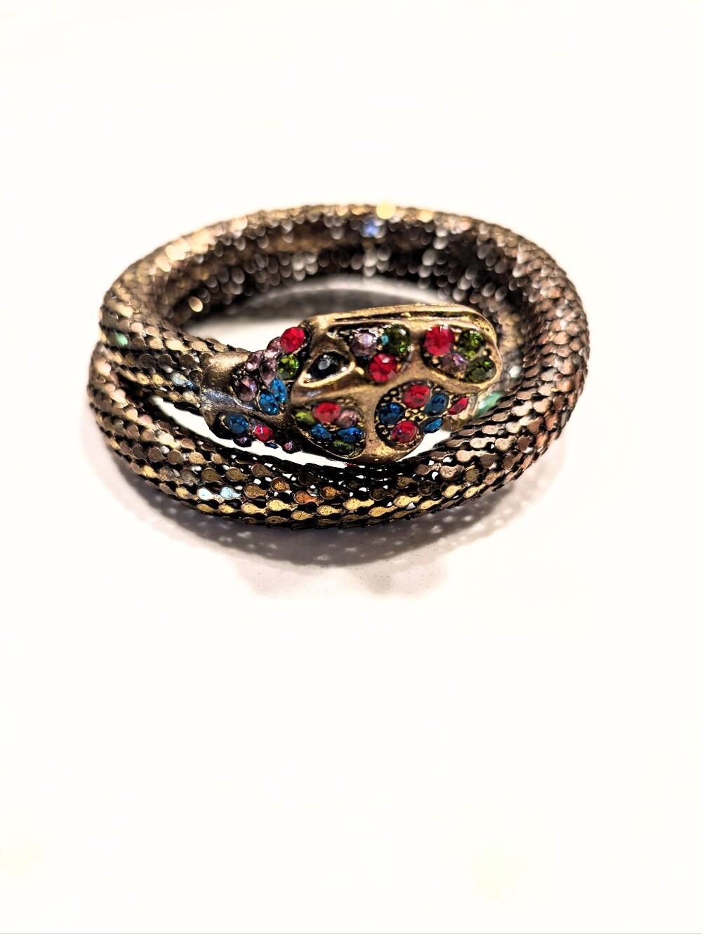 Vintage Gold Snake Coil Crystal Boho Indie Fairy Bracelet